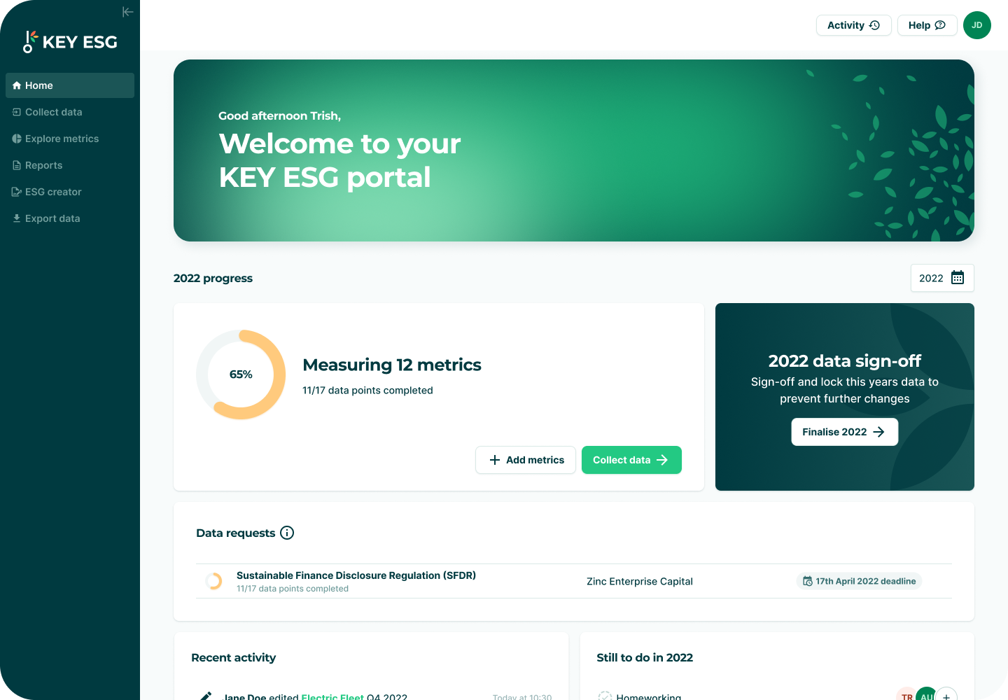 screenshot of KEY ESG